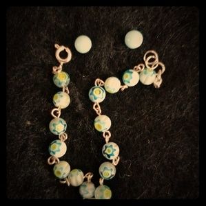 Glass bead bracelet and earrings